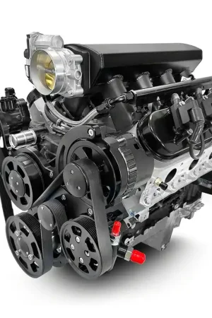 BluePrint Engines ProSeries LS BPE Block 376 C.I. 550 HP Deluxe Dressed Fuel Injected Crate Engine with Controller and Black Pulley Kit Handmade