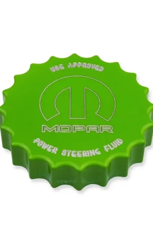 American Brothers Design Power Steering Fluid Cap Cover with SRT Logo; Brilliant Black Base/Surf Blue Fill Buy Direct