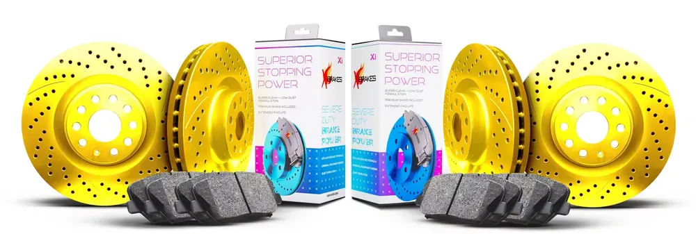 Xbrakes Xi Series Brake Rotor and Pad Kit; Front and Rear; Yellow Special Offer