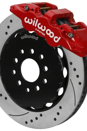 Wilwood AERO6 Front Big Brake Kit with 14-Inch Drilled and Slotted Rotors; Red Calipers Weekend Sale