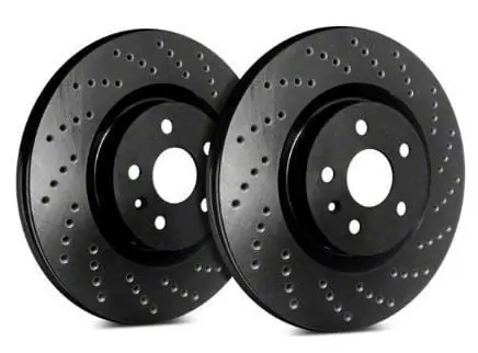 SP Performance Cross-Drilled Rotors with Black ZRC Coating; Front Pair Modern