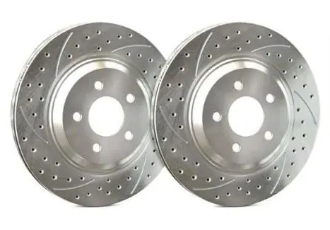 Special Offer SP Performance Double Drilled and Slotted Rotors with Silver Zinc Plating; Rear Pair