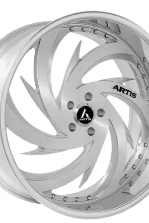 19" Artis Forged Wheels Spada Brushed Silver Face with Chrome Lip Rims Modern