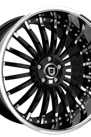 19" Lexani Forged WheelsLF-714 Gloss Black with Chrome Accents Face and Lip Rims Limited Offer