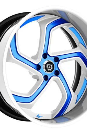 26" Lexani Forged Wheels LF-761 Swift White with Candy Blue Accents Rims Best Seller