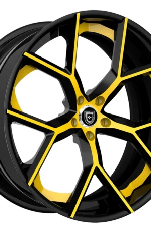 Seasonal Sale 26" Lexani Forged Wheels LZ-739 Macallan Satin Black with Yellow Accents Rims