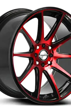 Hot Picks 18" Shift Wheels Gear Gloss Black with Candy Red Machined Rims
