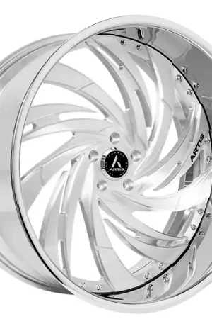 Free Returns 19" Artis Forged Wheels Draco Brushed Silver Face with Chrome Lip Rims