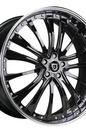 19" Lexani Forged Wheels LF-718 Gloss Black with Chrome Lip Rims Original