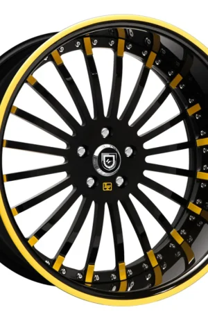 Direct From Manufacturer 26" Lexani Forged Wheels LF-714 Black with Yellow Tips and Pin Stripe Rims