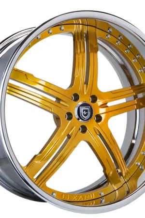 26" Lexani Forged Wheels LF-716 Brushed Gold with Chrome Lip Rims Certified