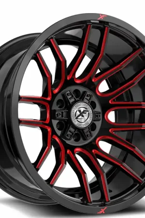 Worldwide Shipping 18" XF Off-Road Wheels XF-232 Gloss Black with Red Milled Rims