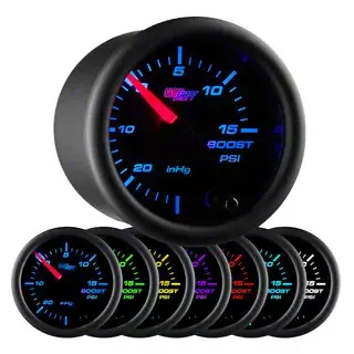 15 PSI Boost/Vacuum Gauge; Black 7 Color High Quality
