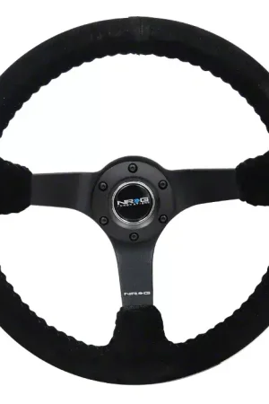 Special Offer NRG Innovations 350mm 3-Inch Deep Dish Steering Wheel; Black Suede with Black Stitching