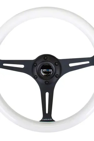 NRG Innovations Classic Wood Grain 350mm Steering Wheel; Black and Purple Glow In The Dark No Minimum Order