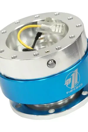 NRG Innovations 1.0 Steering Wheel Hub Quick Release; Black with Blue Chrome Ring Original