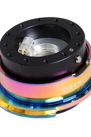 NRG Innovations Steering Wheel Hub Quick Release; Black with Neo Chrome Ring Flash Sale