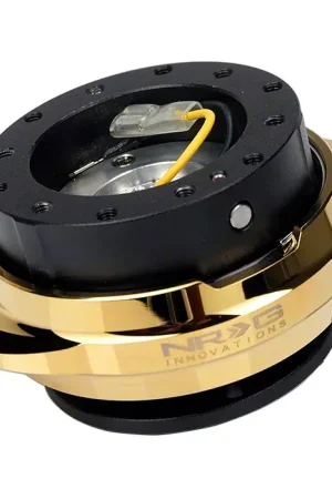 NRG Innovations Steering Wheel Hub Quick Release; Black with Shinny Chrome Gold Oval Ring Price Drop