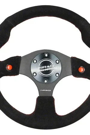 NRG Innovations 320mm Dual Button Steering Wheel; Black Suede Money Back Guarantee