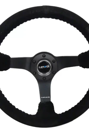 NRG Innovations 350mm 3-Inch Deep Dish Steering Wheel; Black Suede with Black Stitching Viral