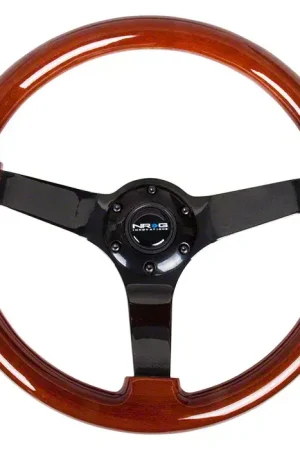 NRG Innovations Wood Grain 350mm 3-Inch Deep Dish Steering Wheel; Brown and Matte Black Wholesale