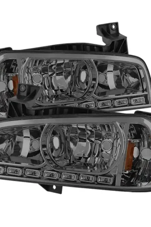 xTune Dodge Charger 06-10 1Pc LED Crystal Headlights Smoke HD-ON-DCH05 — PMD Premier Motoring Development Brand New