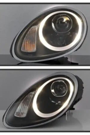 While Supplies Last Spyder Porsche Cayman 05-08 Headlights - Halogen Model Only - Black PR — PMD Premier Motoring Development
