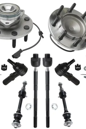 10pc Front Wheel Hub and Bearings Sway Bar Links Tie Rods Suspension Kit Order Now