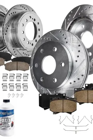 10pc Front & Rear Drilled Slotted Rotors and Ceramic Brake Pads Kit Best Choice