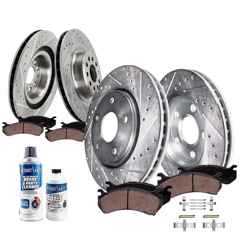 10pc Front & Rear Drilled Slotted Rotors and Ceramic Brake Pads Kit Trusted Brand