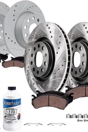 10pc Front & Rear Drilled Slotted Rotors and Ceramic Brake Pads Kit Popular