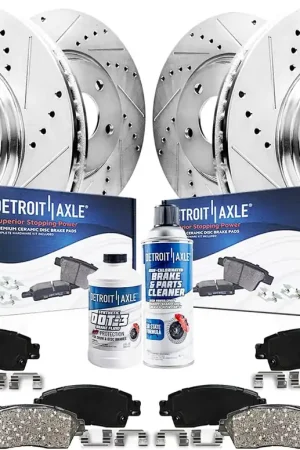 10pc Front & Rear Drilled Slotted Rotors and Ceramic Brake Pads Kit In Demand