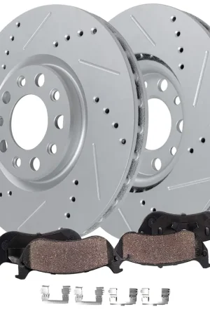 4pc Front Drilled Slotted Rotors and Ceramic Brake Pads Kit Place Order