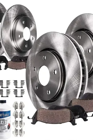 10pc Front & Rear Disc Rotors and Ceramic Brake Pads Kit Next Day Delivery