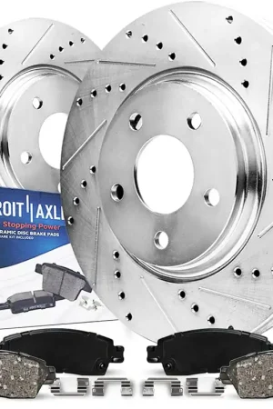 4pc Front Drilled Slotted Rotors and Ceramic Brake Pads Kit Sale