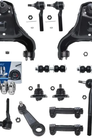 24pc Front Upper Control Arms Tie Rods Sway Bar Links Lug Nuts Suspension Kit Modern