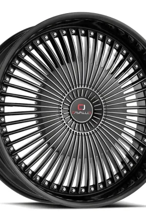 Top Pick Cavallo CLV-41 Gloss Black and Machined Wheel; Rear Only; 22x9.5; 15mm Offset