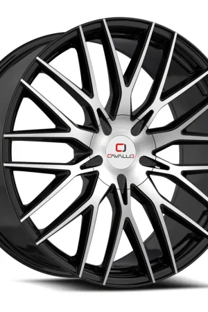 Luxury Cavallo CLV-45 Gloss Black and Machined Wheel; Rear Only; 22x9.5; 15mm Offset