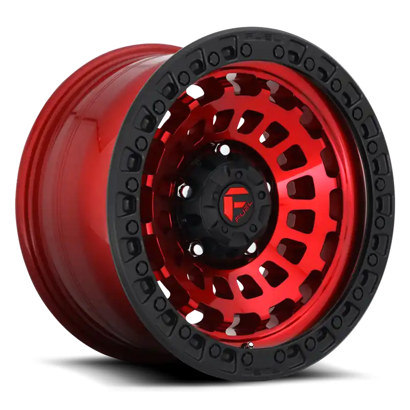 Fuel D632 Zephyr Wheel 17x9 5x127 Candy Red w/ Black Bead Ring -12mm - FREE T-SHIRT INCLUDED! Exclusive Offer