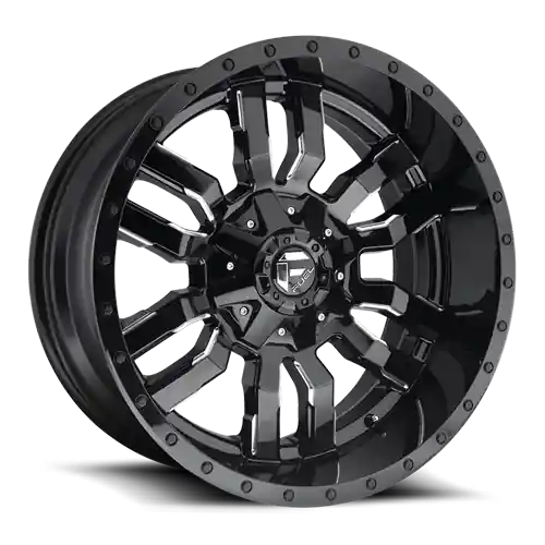 Best Seller Fuel D595 Sledge Wheel 17x9 6x135 & 6x139.7 Gloss Black Milled -12mm - FREE T-SHIRT INCLUDED!