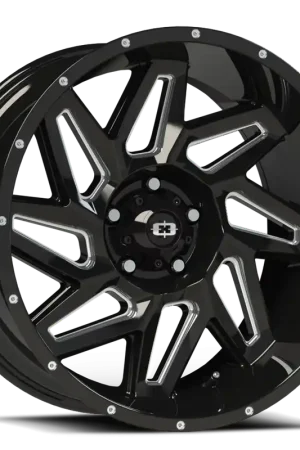 Budget Vision Spyder 361 Wheel 20x10 5x127 Gloss Black Milled Spoke -25mm - FREE T-SHIRT INCLUDED!