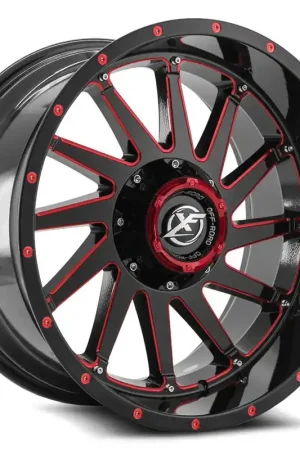 New Release Xf Off-Road Xf-216 Wheel 20x10 5x139.7 & 5x150 Gloss Black & Red Milled -12mm