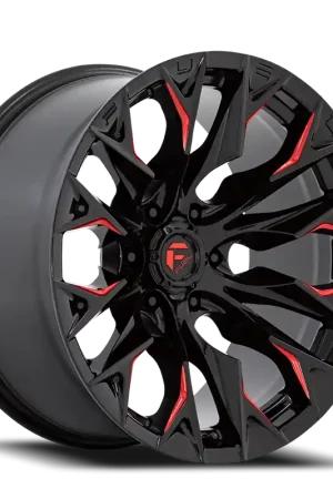 Fuel D823 Flame Wheel 22x10 6x139.7 Gloss Black Milled With Candy Red Tint -18mm - FREE T-SHIRT INCLUDED! Fresh Stock