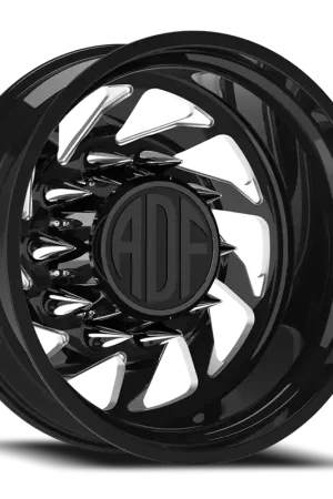 Adf Contractor Left Dually Wheel 26x8.25 8x210 Gloss Black/Machined -156mm - MINIMUM PURCHASE OF 4 - FREE T-SHIRT INCLUDED! Limited Edition