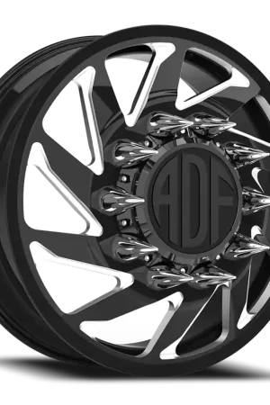 Adf Contractor Left Dually Wheel 28x8.25 8x165.1 Gloss Black/Machined 132mm. - MINIMUM PURCHASE OF 4 - FREE T-SHIRT INCLUDED! Free Delivery