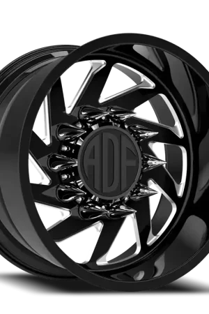 Grab Now Adf Contractor Right Dually Wheel 24x12 8x210 Gloss Black/Machined -40mm - MINIMUM PURCHASE OF 4 - FREE T-SHIRT INCLUDED!