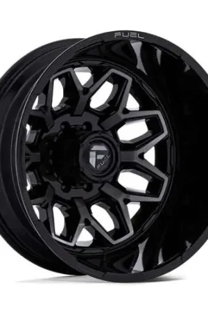 Free Shipping Fuel D875 Flux Dually Wheel - 22x8.25 8x165.1 Gloss Black Brush-Fc Gray Tint -227mm - MINIMUM PURCHASE OF 4 WHEELS - FREE T-SHIRT INCLUDED!