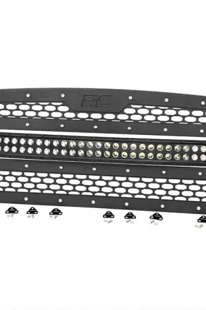 Worldwide Shipping Rough Country Mesh Grille - 30 Inch Dual Row LED - Black - Amber DRL - Ram 1500 13-18 & Classic DHTP 70199BDA