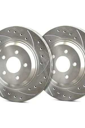 Professional Grade SP Performance Rear Vented 10 Lug Cross Drilled & Slotted Silver ZRC Brake Rotors PLA F54-5151-P