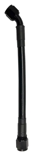 Fragola -6AN Ext Black PTFE Hose Assembly Straight x 45 Degree 30in - 6026-1-4-30BL Big Sale